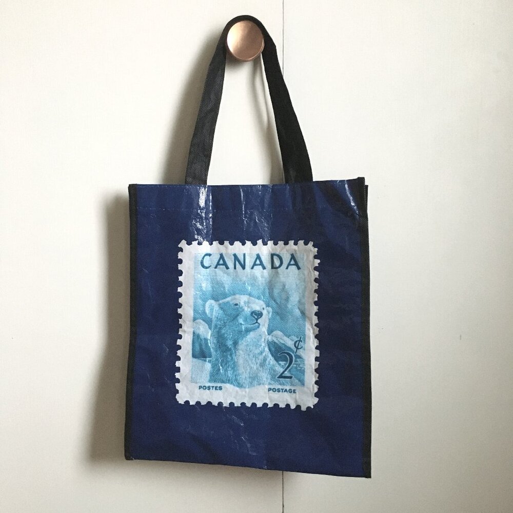 Rare Canada Post Collectible Polar Bear Stamp Reusable Gift Bag